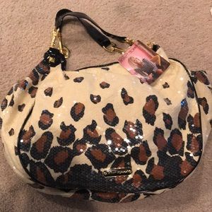Betsy Johnson leopard sequin tote